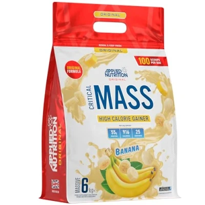 Image of Applied Nutrition Original Critical Mass Weight Gainer with MCT Powder, High Calorie Protein Powder (6kg 25 Servings) (Strawberry)