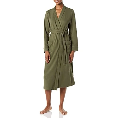 Image of Amazon Essentials Women&#039;s Lightweight Waffle Full Length Robe (Available in Plus Size), Olive, XL