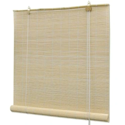Image of vidaXL Natural Bamboo Roller Blinds Neutral Coloured Light Filtering Window Coverings for a Range of Interior Styles, Easy to Clean and Operate, 80 x 160 cm