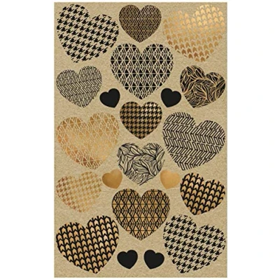 Image of AVERY Zweckform Kraft Paper Stickers 42 Hearts (Paper Stickers, Gift Natural, Brown, Beige) 57123 4004182571231