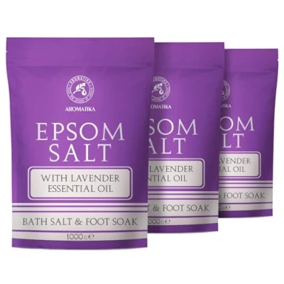 Image of Epsom Bath Salt with Lavender Essential Oil 3х1000g Concentrated Magnesium Sulphate Pure &amp; Natural Soothing Relieves Fatigue Relaxation Wellness Body Care Good Sleep