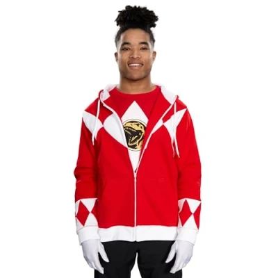 Image of Power Rangers Red Hooded Costume Sweatshirt (Adult X Large)