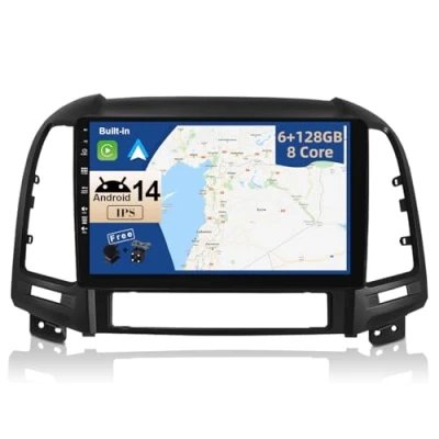 Image of JOYX [6G+128G] Android 11 Car Stereo For Hyundai Santa FE (2006 2012) Wireless Carplay/Android Auto LED Camera &amp; MIC IPS 9 Inch 2 Din DSP Steering Wheel WiFi 4G BT DAB Fast boot 360