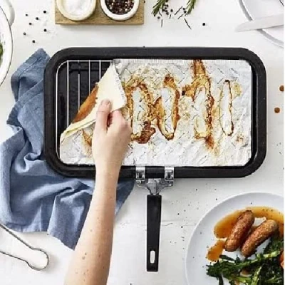 Image of Mega_JumbleSale® Grill Pan &amp; Oven Tray Protective Fat Grease Absorbant Foil Pads (Pack of 4 X 10)