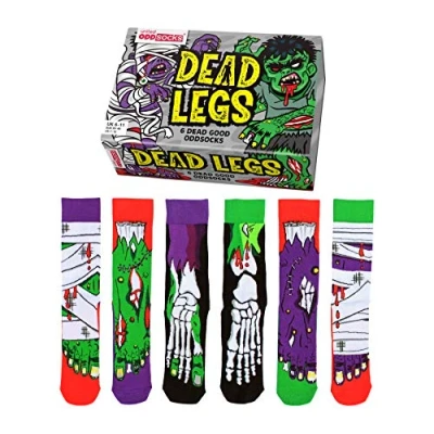 Image of United Oddsocks Dead Legs Box of 6 Colourful Mix &amp; Match Halloween Socks for Men, UK 11 I EUR 39 46 US 7 12.Fun and Quirky Horror Socks. Great Birthday,Chrstmas,Father&#039;s Day Gift Men