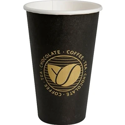 Image of ABENA Gastro Line Disposable Hot Cup For Coffee, Tea &amp; Other Beverages, 100% Compostable Design Eco Labelled Consumers, Keeping Your Coffee Warm On The Go Black 48 cl