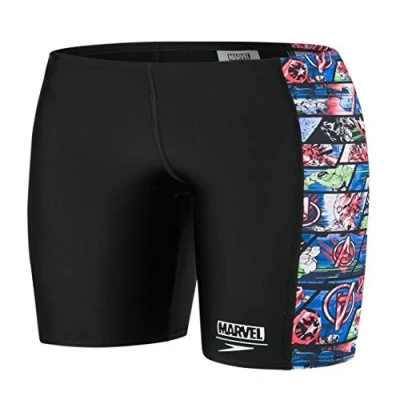 Image of Speedo Boys Marvel Avengers Panel Aquashort Black/Neon Blue, 22