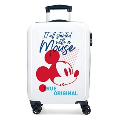Image of Disney Mickey Magic White Cabin Suitcase 37 x 55 20 cm Rigid ABS Combination Lock 33 Litre 2.8 kg 4 Double Wheels Hand Luggage