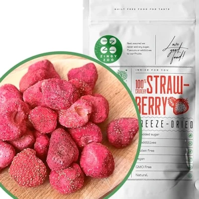 Image of Freeze Dried Fruit Whole Strawberry 100% Natural Premium Sweets Crunchy Strawberries Raw Baking, Smoothies or Cake Decoration Whle Dry ZingyZoo