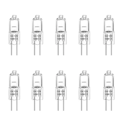 Image of Rpanle G4 Halogen Bulbs, Clear Capsule 10W 12V 3000K Warm White Light, for Cooker Lighting, Signal Lights, Track Lighting (10 Pack)