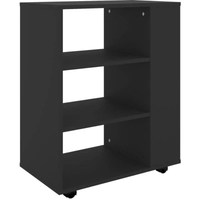 Image of vidaXL Rolling Cabinet Black 60x35x75 cm Engineered Wood