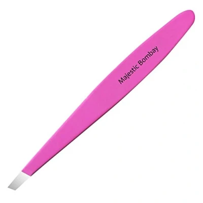 Image of Majestic Bombay Professional Stainless Steel Slant Tip Tweezer For Men &amp; Womwn The Best Precision Eyebrow Tweezers Pluckers Shaping Eyebrows Hair Removal Brow Plucking (Pink)