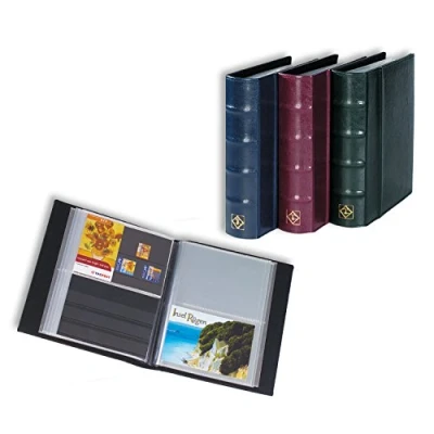Image of Postcard album with 50 clear pockets, red