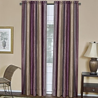 Image of Ombre Panel Light Filtering Semi Sheer Window Curtain 63 Inch Length, 50 Width Aubergine Soft Polyester Drapes for Bedroom Living &amp; Dining Room by Achim Home Decor