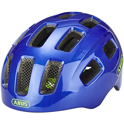 Image of ABUS Youn I 2.0 bike helmet with light for children, teenagers and young adults girls boys blue, size S