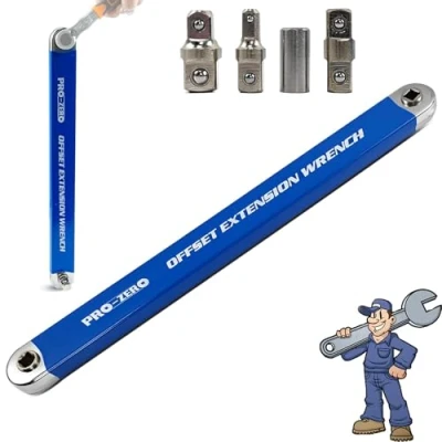 Image of Ukisisi Pro Zero Offset Extension Wrench，2024 New Wrench，offset Extension，extension Wrench，With 1/2&quot;,1/4&quot; And 3/8&quot; Square Drive Adapters (1 Pcs)