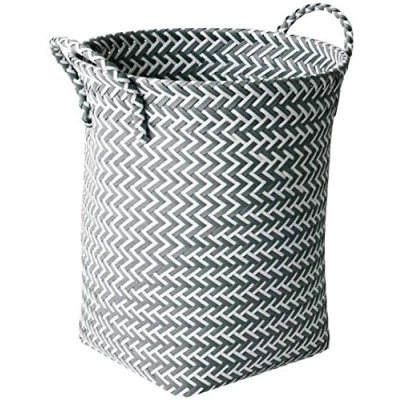 Image of MSV Laundry Basket 35 x 45 cm Light Grey and White, Large