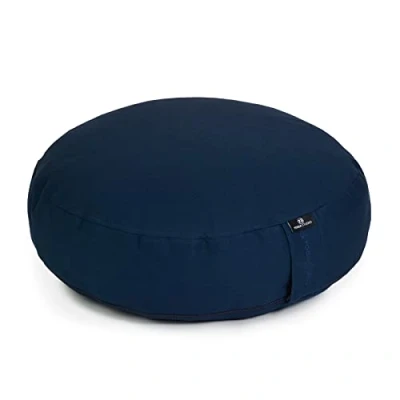 Image of Yoga Studio EU Relaxed Buckwheat Meditation Cushion 38 x 9cm With Built In Carry Handle (Navy Blue)