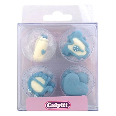 Image of Culpitt Sugar Cake Decorations Blue Baby Shapes