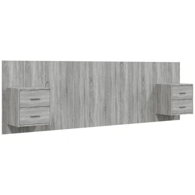 Image of vidaXL Bed Headboard with Cabinets Grey Sonoma Engineered Wood