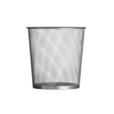 Image of Premier Housewares Large Mesh Waste Paper Bin Matt Silver Bedroom Small Rubbish Recycling for Bedrooms 28 x 27 cm