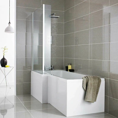Image of Ceramica L Shaped Shower Bath Side Panel White Gloss MDF 1500mm