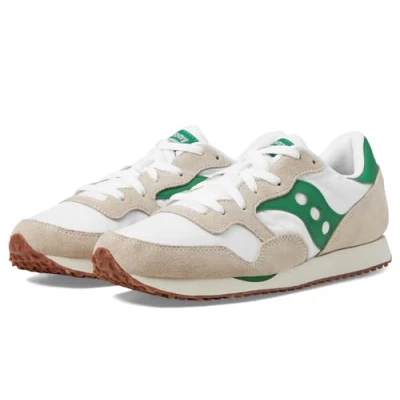 Image of Saucony DXN Trainer Unisex Trainers, Size: 6, White/green Leather and textile
