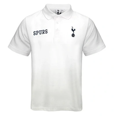 Image of Tottenham Hotspur FC Official Gift Boys Crest Polo Shirt White Text 2 3 Years
