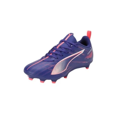 Image of Puma Ultra 5 PLAY FG/AG JR Unisex Moulded stud football boots for kids, Size: 13K, Lapis lazuli/white/sunset glow Synthetics
