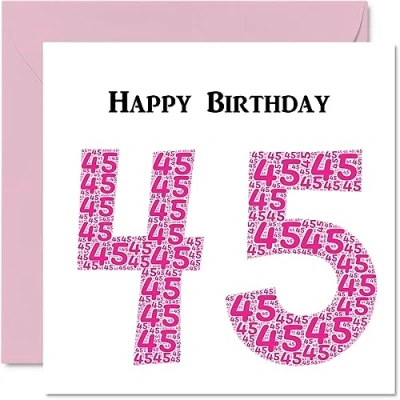 Image of Fun 45th Birthday Cards for Woman Shapecloud Happy Card Dad Mum Brother Sister Grandad Nanny Grandma Uncle Auntie, 145mm x Greeting Cards,