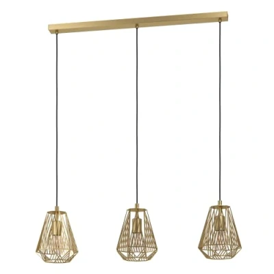 Image of EGLO Stype hanging light, gold coloured, length 96 cm, steel, 3 bulb.