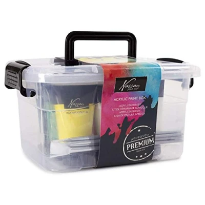 Image of Nassau 15 Piece Professional Fine Art Acrylic Paints &amp; Brushes Box Set