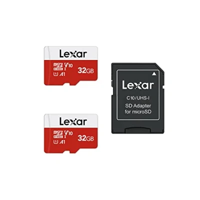 Image of Lexar 32GB 2 Pack Micro SD Card E Series, microSDHC UHS I Flash Memory with Adapter Up to 100MB/s, A1, U1, Class10, V10, High Speed TF (2 microSD Cards + 1 Adapter)