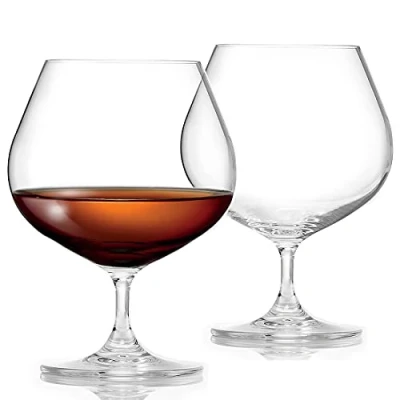 Image of FLOW Barware Brandy Glasses Set of 2 700ml Large Glass Crystal Cognac Gift for Brandy, Cognac, Baileys, Liquor, Spirits
