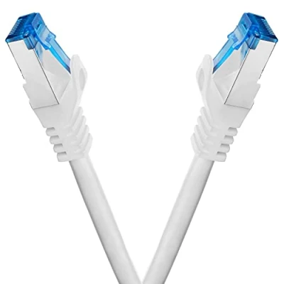 Image of BIGtec Pack of 2 1.5 m CAT.7 Gigabit Patch Cable Network White Copper Ethernet LAN DSL CAT7 (RJ45, Cat 7, S/FTP PIMF) 1.50