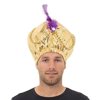 Image of Bristol Novelty BH401 Arabian Hat with Beads and Jewels, Unisex Adult, One Size, Gold