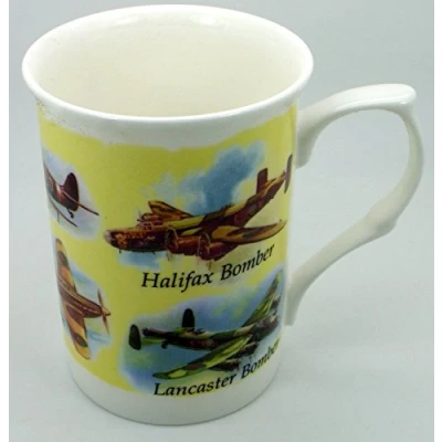 Image of Classic Airplanes FINE Bone China Mug Featuring 6 Different The Mosquito Sunderland Flying Boat Spitfire Hurricane Halifax Bomber Lancaster