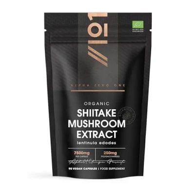 Image of Organic Shitake Extract 7500mg High Strength 50% Polysaccharides Mushroom Supplement 90 Vegan Capsules (3 Months Supply) by Alpha01