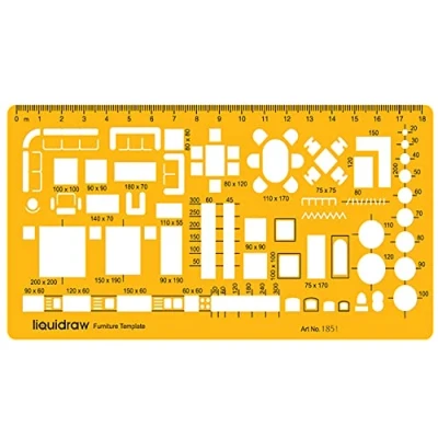 Image of Liquidraw 1:50 Scale Architectural Ruler Drawing Template Stencil Architect Technical Drafting Supplies, Architecture Furniture Design Symbols for House Interior Floor Plan