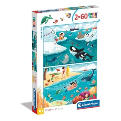 Image of Clementoni Jigsaw Puzzle Life At Sea 2 With 60 Pieces Supercolor For Children 4 6 Years, Cartoon, Gift Boy/Girls, Kids, Made In Italy, 24817