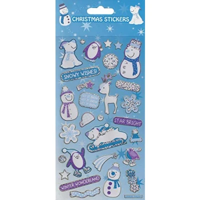 Image of Paper Projects 01.70.02.077 Christmas Snow Time Sparkly Reusable Stickers, Blue