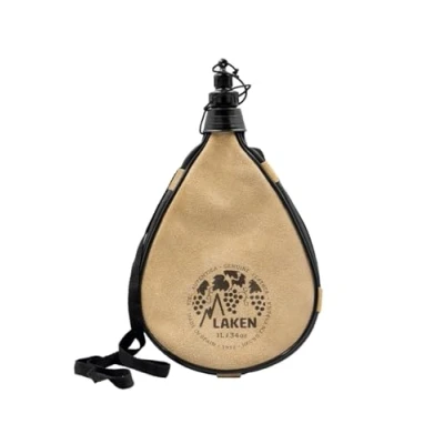 Image of LAKEN Spanish Leather Wine Bota Water Canteen Straight Shape 1 Liter