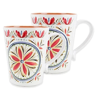 Image of Auntie Morags Purely Home Rio Medallion Melamine/Plastic Outdoor/Camping/BBQ Mugs (Mediterranean, 2)