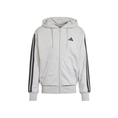 Image of adidas Sportswear Essentials Stripes Zipup sweatshirt, Men&#039;s, Size: XS, Medium grey heather black