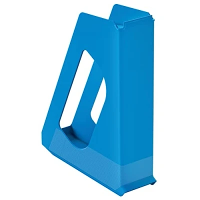 Image of Esselte A4 Magazine File, Desktop Storage Organiser for Catalogues, Brochures, Papers and Folders, Strong Plastic VIVIDA Range, Blue, 628218
