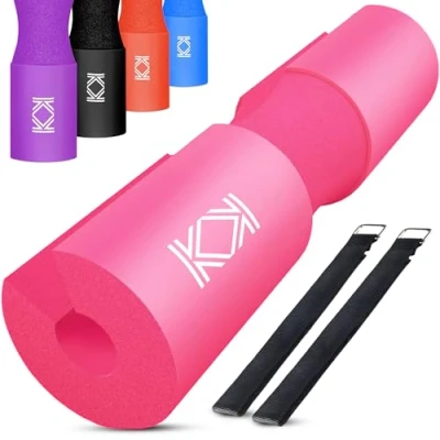 Image of KK Barbell Pad Extra Thick NBR Foam Squat Non Slip Hip Thrust For Workout, Weightlifting &amp; Heavy Weight Squats With Safety Straps Olympics Bar (Pink)