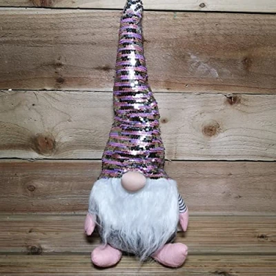 Image of Samuel ALEXANDER 46cm Plush Christmas Bearded Gonk with Pink &amp; Silver Sequined Hat Decoration