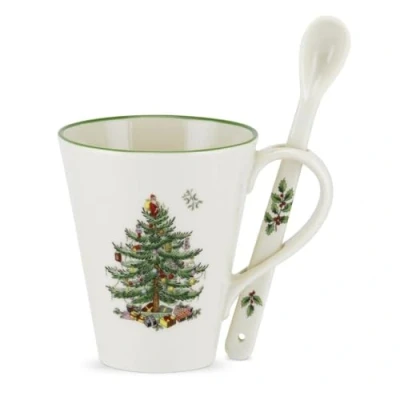 Image of Spode Christmas Tree Mug and Spoon Set 0.4 Litre
