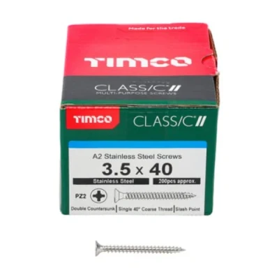 Image of TIMCO Classic Multi Purpose Screws 3.5 x 40 A2 Stainless Steel Box of 200