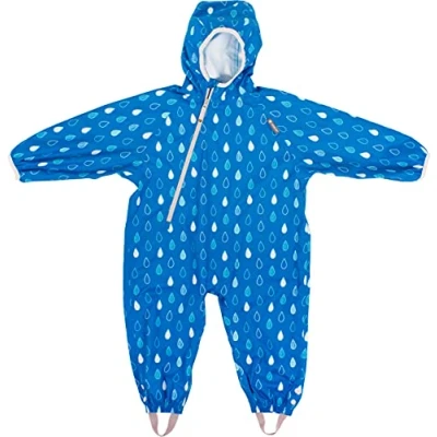 Image of LittleLife Children&#039;s Waterproof All in One Outdoor Puddle Rain Suit For Walking And Use Baby Child Carrier, Blue Raindrops, 6 12 Months, L18000